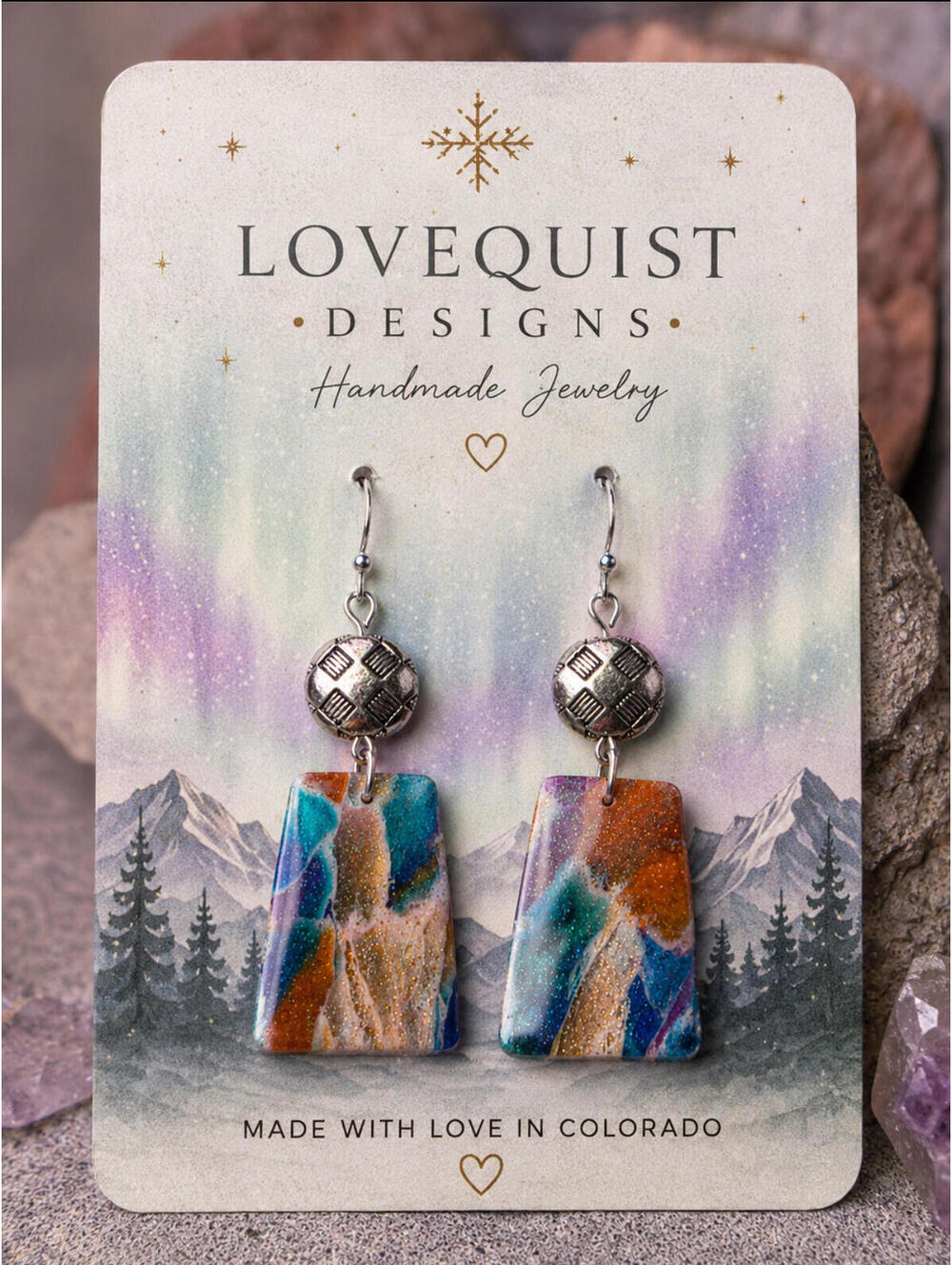Norrsken | Northern Lights Abstract Polymer Clay Dangle Earrings